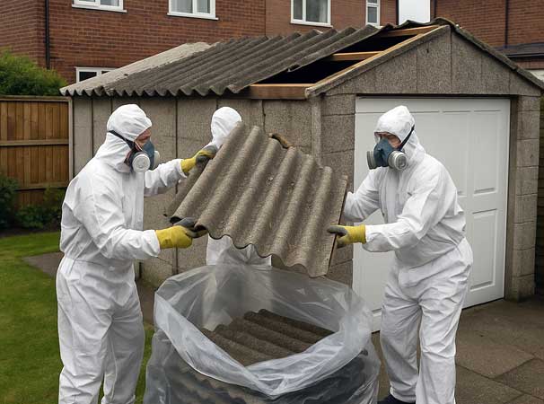 Neatly finished modern garage roof after asbestos replacement