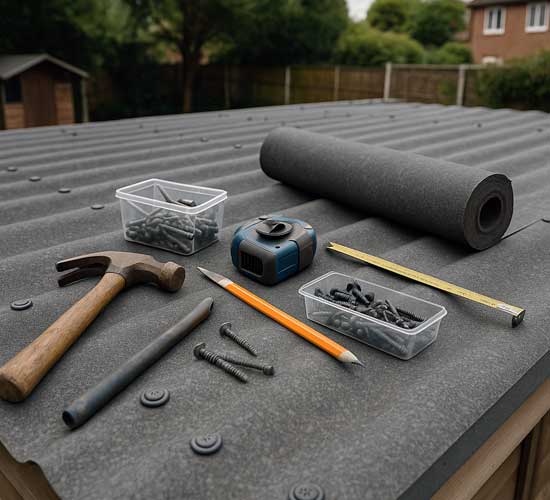 Before and after garage roof replacement