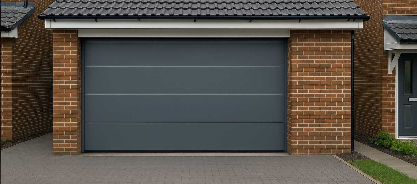 Sectional garage door installed with smart finish
